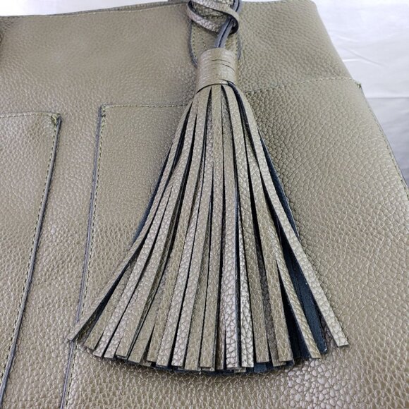 Steve Madden Womens Olive Green Large Tote Bag Tassel - Picture 6 of 7